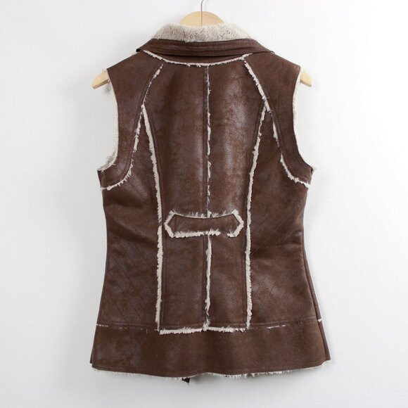 Brown Faux Shearling Suede Western Style Vest - Picture 12 of 12